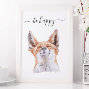 Wees Happy Fox Nursery Child Woodland Poster