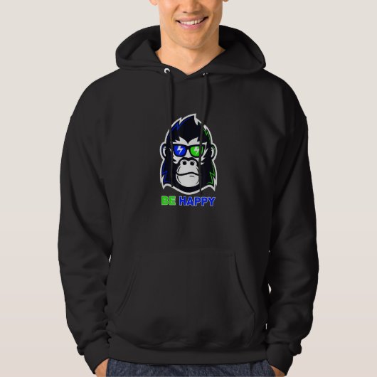 Wees Happy Gorilla Hoodie (Voorkant)