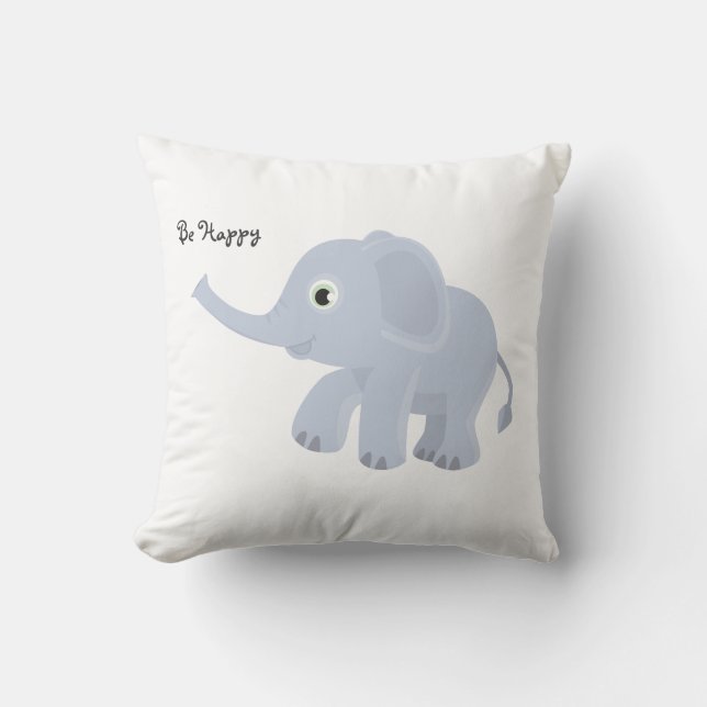 Wees Happy Lavender Elephant Pillow Kussen (Voorkant)