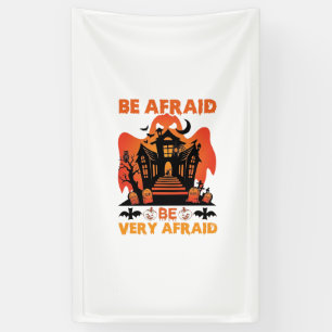 Wees heel erg bang Halloween spookhuis pompoenen_1 Spandoek