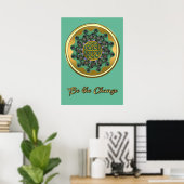 Wees het Change Green Gold Celtic Mandala Poster (Thuiskantoor)