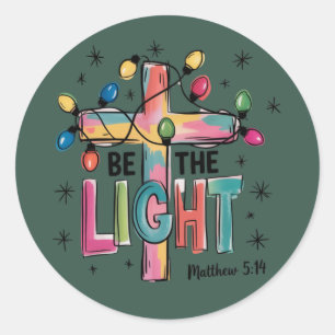Wees Het Licht Kerstmis Christelijk Kruis Kerstmis Ronde Sticker