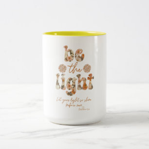 Wees het Licht met Bijbelvers Tweekleurige Koffiemok