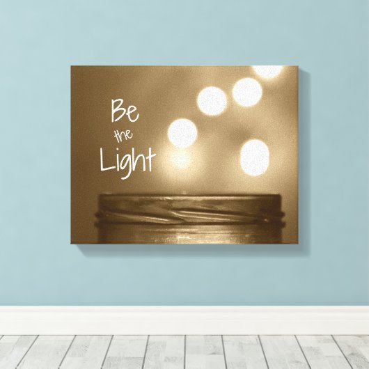 Wees het lichte Citaat Canvas Afdruk (Insitu (Houten vloer))