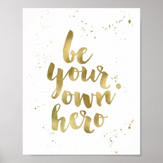 Wees je eigen Hero | Faux Gold Foil Art Print (Voorkant)
