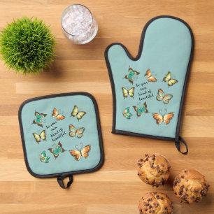 Wees je eigen mooie vlinders ovenwant & pannenlap set