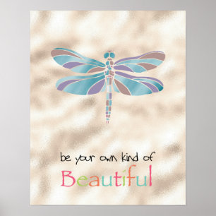 Wees je eigen soort mooie dragonfly goudglam poster