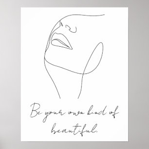 Wees je eigen soort mooie lijn art aangepaste teks poster