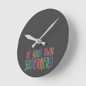 Wees je eigen superheld, Inspirerend Quote, Pastel Ronde Klok (Hoek)