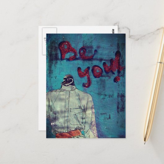 Wees je vogel gemengde media briefkaart (Voorkant / Achterkant in situ)