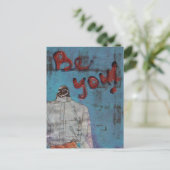 Wees jezelf! Birdie Mixed Media Briefkaart (Staand voorkant)