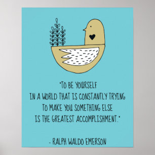 Wees jezelf Emerson Quote met Bird Poster