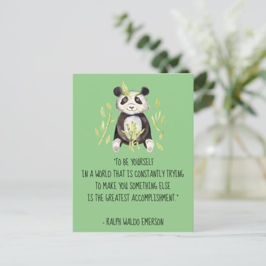 Wees jezelf Emerson Quote met Boho Panda Briefkaart (Staand voorkant)
