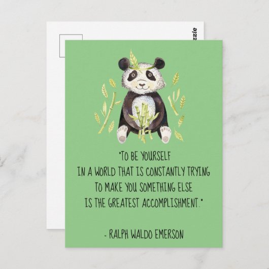 Wees jezelf Emerson Quote met Boho Panda Briefkaart (Voorkant / Achterkant)