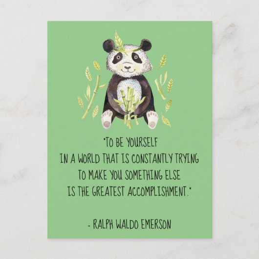 Wees jezelf Emerson Quote met Boho Panda Briefkaart (Voorkant)