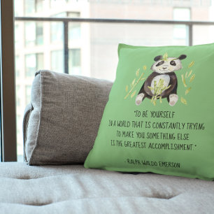 Wees jezelf Emerson Quote met Boho Panda Kussen