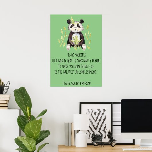 Wees jezelf Emerson Quote met Boho Panda Poster (Thuiskantoor)
