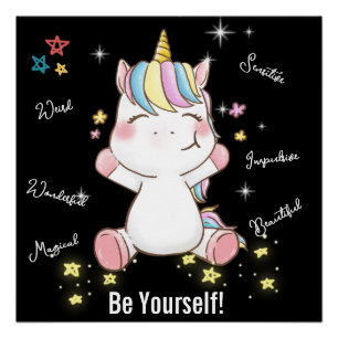 Wees jezelf! Magische Unicorn. bewerkbaar Perfect Poster