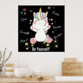 Wees jezelf! Magische Unicorn. bewerkbaar Poster (Keuken)