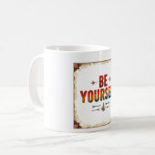 Wees jezelf mok | Rainbow distressed mok (Voorkant links)