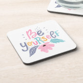 Wees jezelf | Pastelbloemen Bier Onderzetter (Linkerzijde)