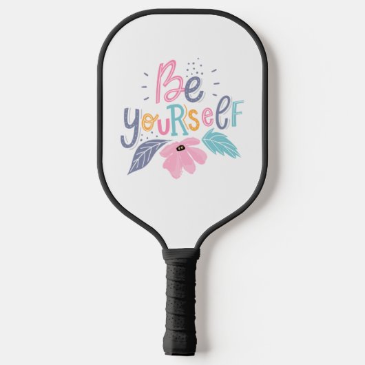 Wees jezelf | Pastelbloemen Pickleball Paddle (Achterkant)
