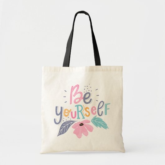 Wees jezelf | Pastelbloemen Tote Bag (Voorkant)