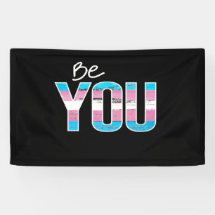 Wees jezelf - Trans-wit Spandoek