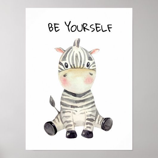 Wees jezelf watercolor babyzebra poster (Voorkant)