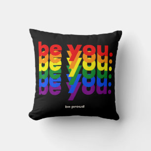 Wees jezelf, wees trots LGBTQ Pride Regenboog Lesb Kussen