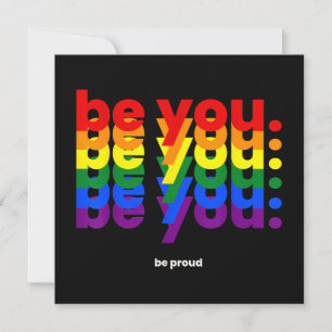 Wees jezelf, wees trots LGBTQ trots regenboog Lesb Kaart