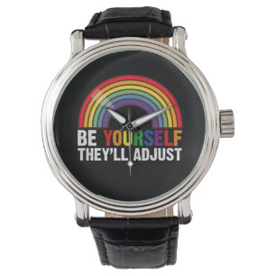 Wees jezelf, zij passen zich aan LGBTQ Regenboog G Horloge