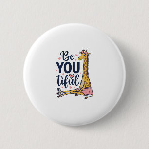 Wees Jouw Prachtige Giraffe Roller Skate Vintage T Ronde Button 5,7 Cm