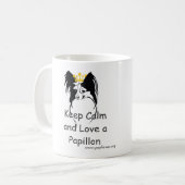 Wees kalm en hou van een Papillon Koffiemok (Voorkant links)