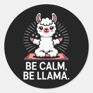 Wees kalm Wees lama meditatie yoga _2 Ronde Sticker