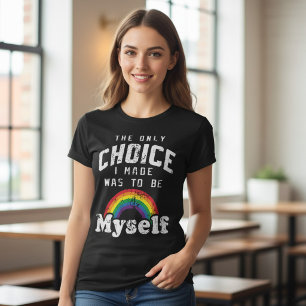 Wees mezelf regenboog LGBT trots typografie T-shirt