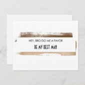 Wees mijn beste man Bruine Waterverf Paint Streaks Uitnodiging Briefkaart (Voorkant / Achterkant)