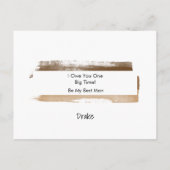 Wees mijn beste man Bruine Waterverf Paint Streaks Uitnodiging Briefkaart (Achterkant)