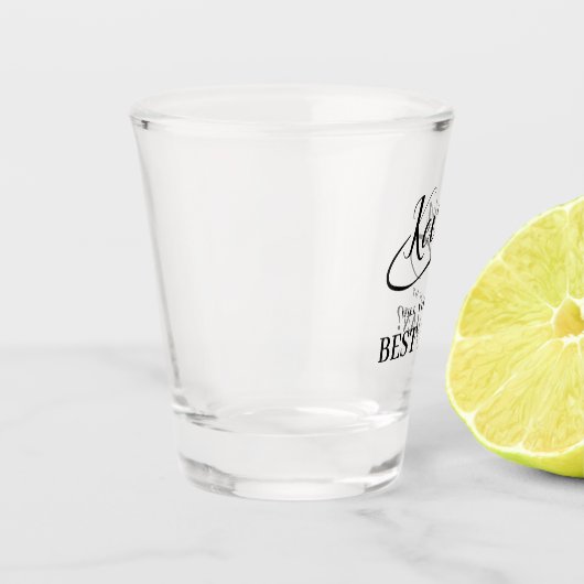 Wees mijn beste man handgeschreven swash kalligraf shot glas (Links)