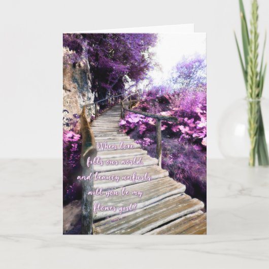 wees mijn bloemenmeisje houten pad uitnodiging (Voorkant)