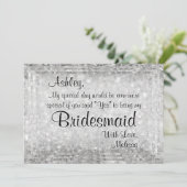 Wees mijn Bridesmaid Diamond Glitter Kaart (Staand voorkant)