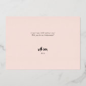 Wees mijn Bridesmaid Funny Pee Folie Folie Uitnodiging (Achterkant)