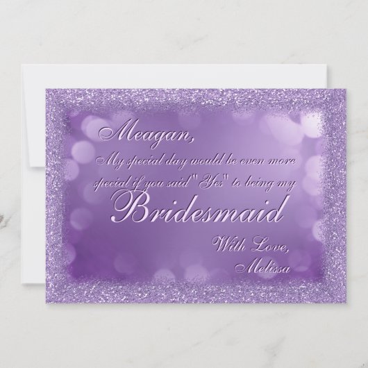 Wees mijn Bridesmaid | Glittergrens Kaart (Voorkant)