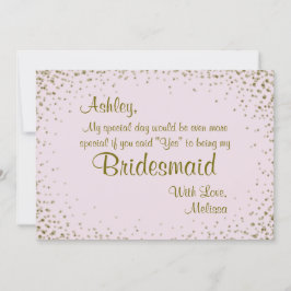 Wees mijn Bridesmaid | Goud Confetti op Blush Kaart