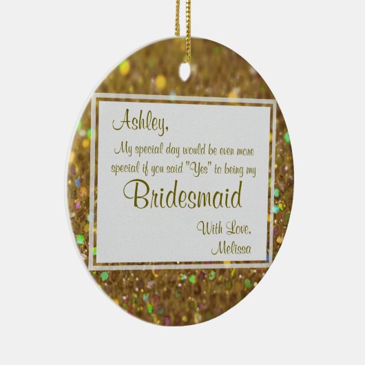 Wees mijn Bridesmaid Keepslag Keramisch Ornament (Rechts)