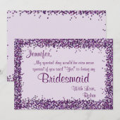 Wees mijn Bridesmaid | Lavender Confetti Kaart (Voorkant / Achterkant)