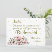 Wees mijn Bridesmaid | Roze rozen Kaart (Staand voorkant)
