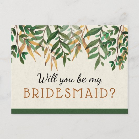 Wees mijn Bridesmaid Uitnodiging Briefkaart (Voorkant)