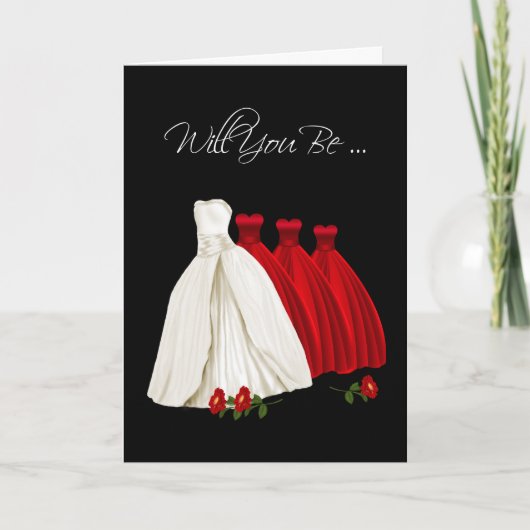 Wees mijn Bridesmaïde Kaart Rood Wit (Voorkant)