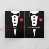 Wees Mijn Bruidsman Kaart met Tux en Roos (Binnen)
